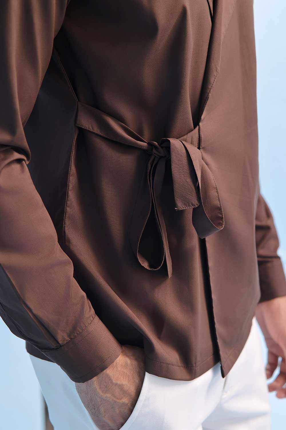 Brown Wrap Around Kimono Shirt